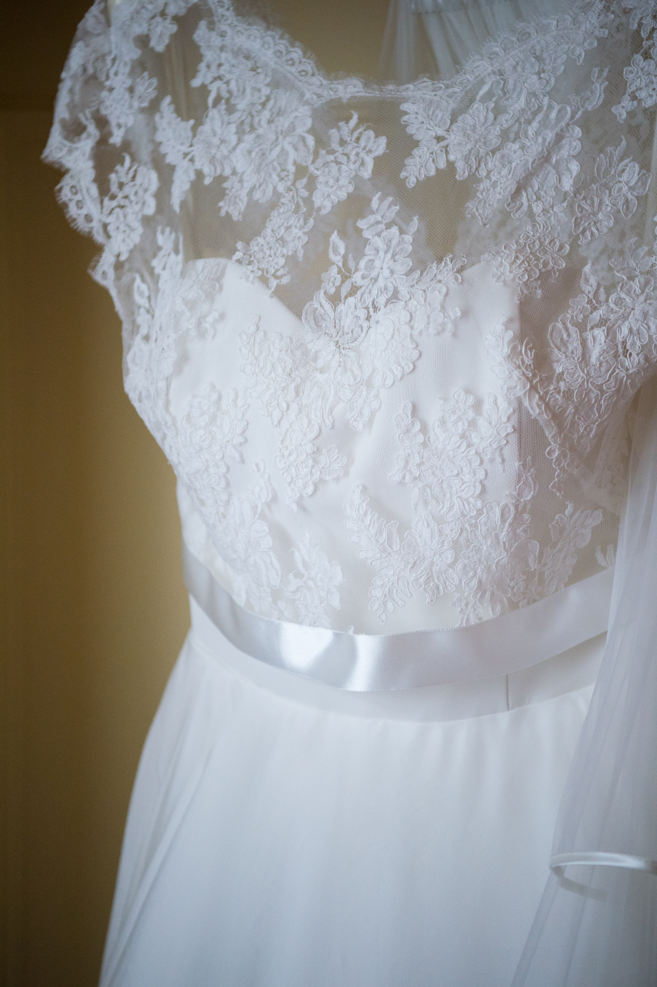 Lace detail of a Caroline Castigilano and Suzanne Neville wedding dress